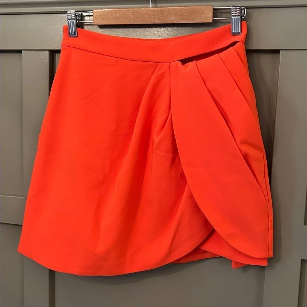 NBD Draped Tulip Mini Skirt Orange Size Small New NWT